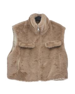 Taupe donzige bodywarmer